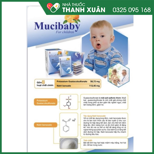 Mucibaby for children trị ho và long đờm cho trẻ em và trẻ sơ sinh